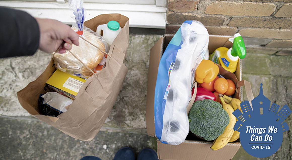 Grocery delivery with covid badge