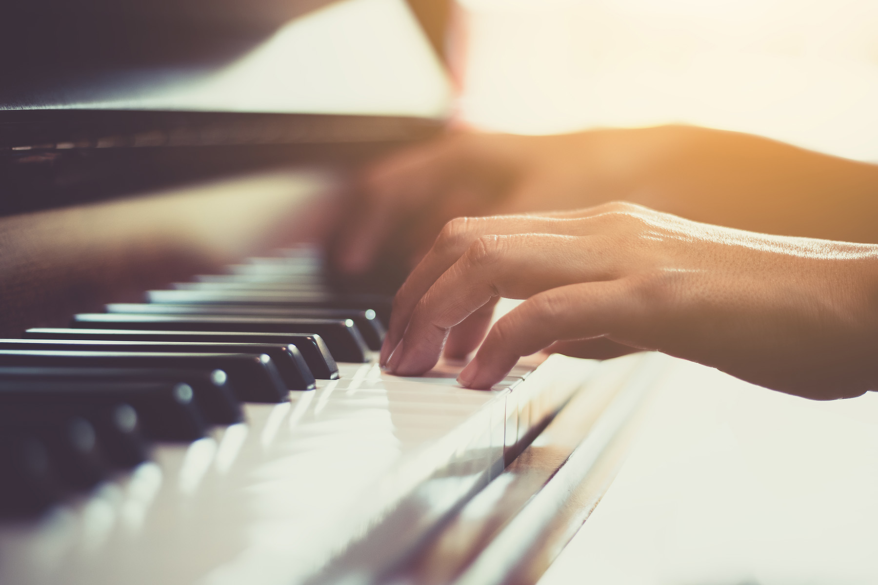 Stock hands on piano