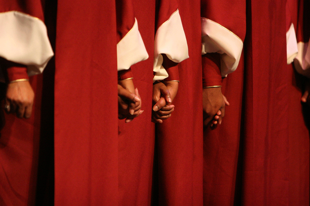 Stock choir holding hands